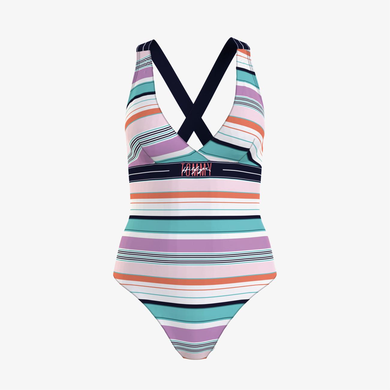 Tommy Hilfiger One Piece Plunge Kad N Beyaz Mayo Bikini Mayo Fashfed